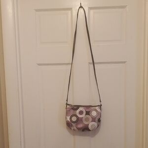 Coach Crossbody Purple And Gray Nylon Bag With Leather Straps